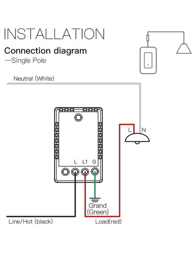 Interruptor de Luz Inteligente WiFi MOES 2 Gen Sin Neutro 7W