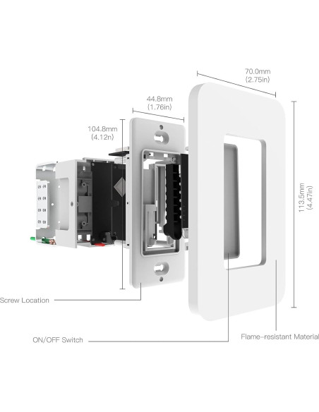 Interruptor de Luz Inteligente WiFi MOES 2 Gen Sin Neutro 7W