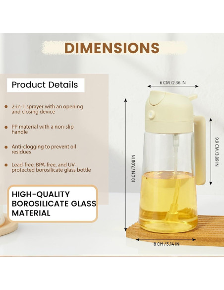 Rociador de Aceite Keethem 470ml Vidrio Transparente 2 en 1