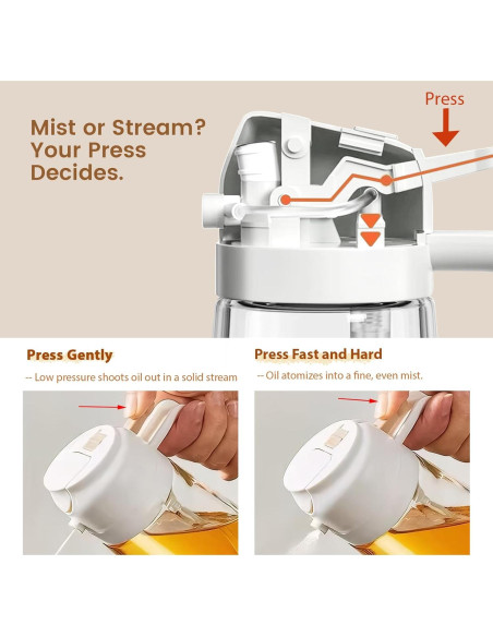 Rociador de Aceite Keethem 470ml Vidrio Transparente 2 en 1