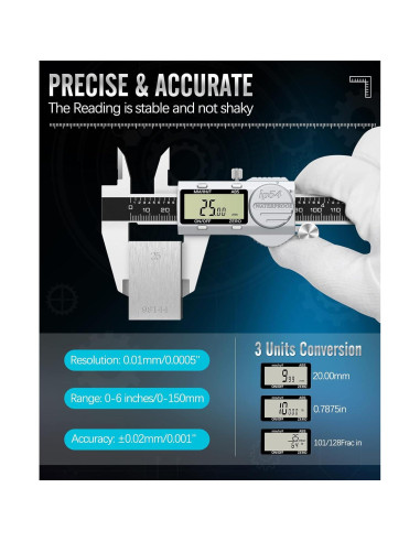 Calibrador Digital Housolution 15 cm ABS IP54 Acero Inoxidable