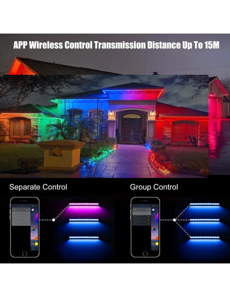 Barras de Luz LED RGB Bosite 50W 2 Piezas IP66 Control APP