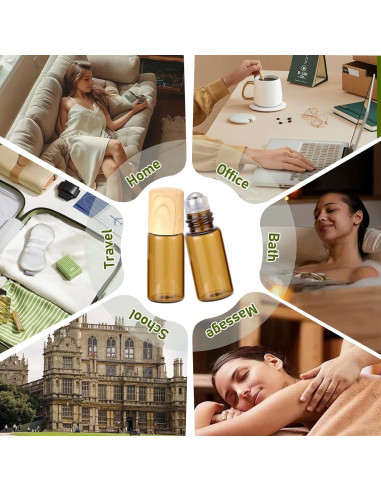 10 Botellas de Vidrio Ámbar 3ml con Roll-on Newzoll