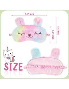 Geyoga 6 Pcs Máscaras de Sueño de Felpa - Conejo, Unicornio y Gato 2
