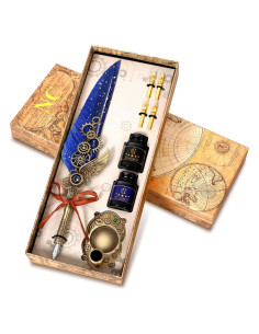 Juego de Plumas de Caligrafía NC Azul con Tinta y Puntas