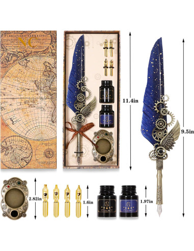 Juego de Plumas de Caligrafía NC Azul con Tinta y Puntas