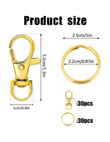 Ganchos de Resorte Dorados SANNIX 60 Piezas para Manualidades