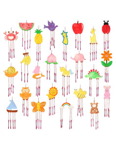 Kit de Campanas de Viento Tuanse 24 Pcs Madera DIY Animales
