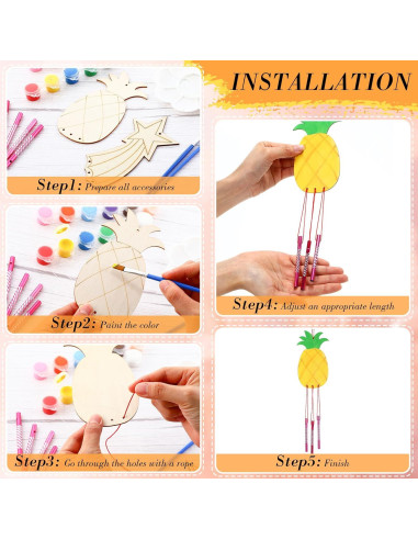 Kit de Campanas de Viento Tuanse 24 Pcs Madera DIY Animales