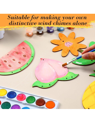 Kit de Campanas de Viento Tuanse 24 Pcs Madera DIY Animales