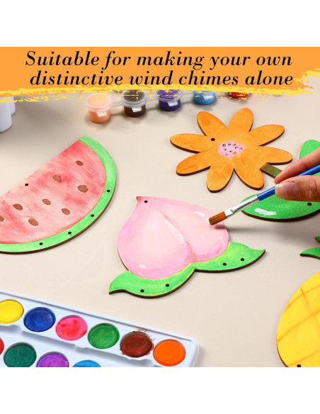 Kit de Campanas de Viento Tuanse 24 Pcs Madera DIY Animales