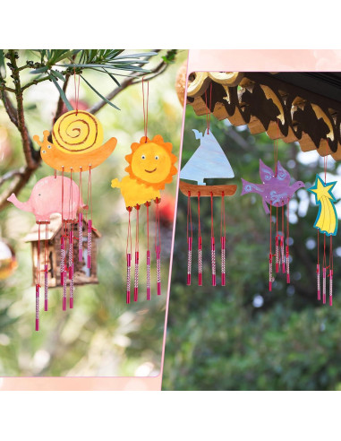 Kit de Campanas de Viento Tuanse 24 Pcs Madera DIY Animales