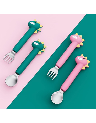 Juego de Cubiertos para Bebés SFCCMM - Cuchara y Tenedor Flexible