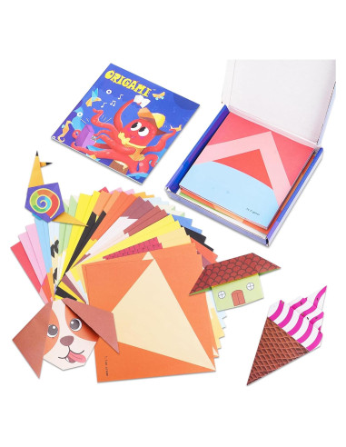 Kit de Origami Hekarim para Niños - 108 Hojas Coloridas