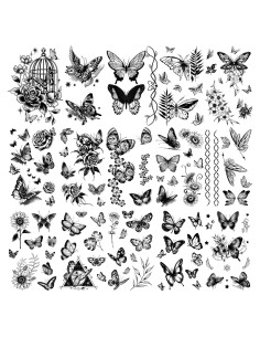 Tatuajes Temporales Cerlaza Mariposa Negra 20 Hojas 120 Diseños