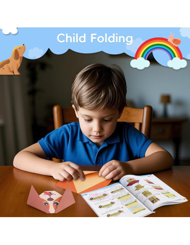 Kit de Origami Hekarim para Niños - 108 Hojas Coloridas