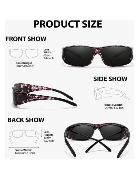 Gafas de sol polarizadas VIEWBETTER Fit Over UV400 para mujeres