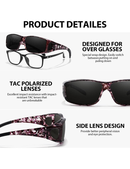 Gafas de sol polarizadas VIEWBETTER Fit Over UV400 para mujeres