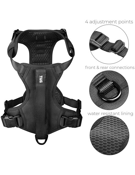 Arnés para Perros TUG Pequeño Negro con Correa de Tráfico Arnés para Perros TUG Pequeño Negro con Correa de Tráfico