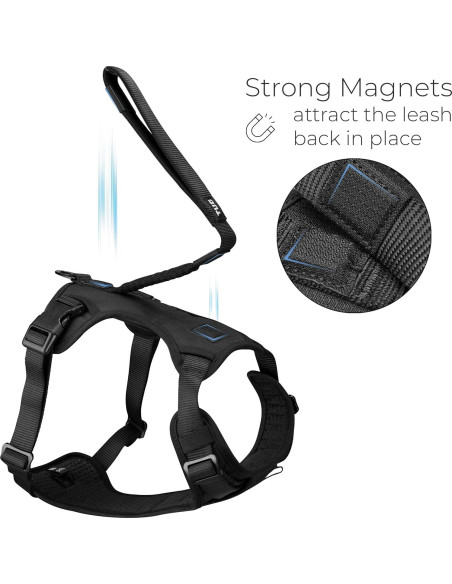 Arnés para Perros TUG Pequeño Negro con Correa de Tráfico Arnés para Perros TUG Pequeño Negro con Correa de Tráfico