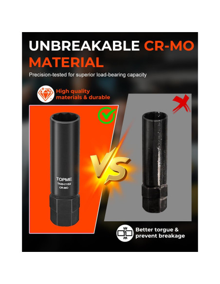 Juego de 3 Enchufes de Tuerca 10 Spline Topme CR-MO