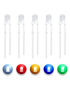 100 Diodos LED Difusos 3mm YUNKE DIANZI 5 Colores
