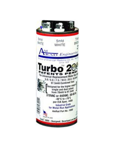 Capacitor de Motor Universal Amrad Turbo 200X 97.5 Mfd 370-440VAC