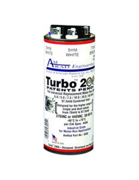 Capacitor de Motor Universal Amrad Turbo 200X 97.5 Mfd 370-440VAC