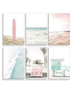 Conjunto de 6 Pósters de Playa 20x25 cm Sin Marco