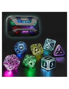 Juego de Dados Iluminados D&D RGB FONVGOGO con Carga Inalámbrica