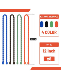 Ties de Silicona Reutilizables Fortuna Horse 30.48 cm Multicolor - 8 Piezas 2