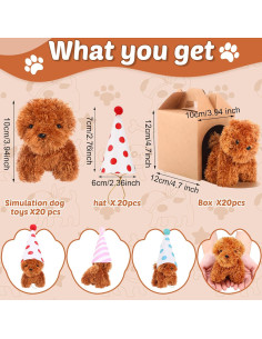 Conjunto 20 Mini Perros de Peluche Motionchic con Sombreros 2