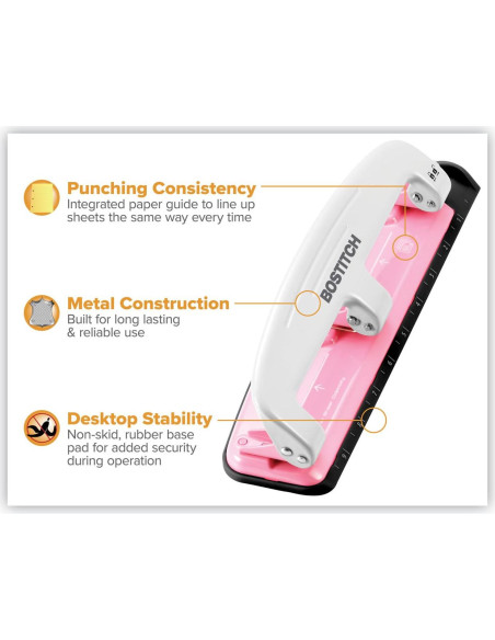 Perforador PaperPro inCOURAGE 12 Hojas Rosa, 3 Agujeros Perforador PaperPro inCOURAGE 12 Hojas Rosa, 3 Agujeros