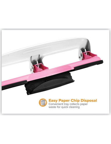 Perforador PaperPro inCOURAGE 12 Hojas Rosa, 3 Agujeros