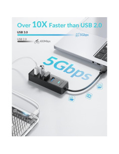 Hub USB 3.2 PHIXERO de 4 Puertos Compacto para Laptop 2