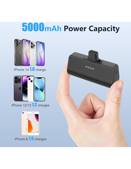 Cargador Portátil KKD 5000mAh para iPhone Negro MFi