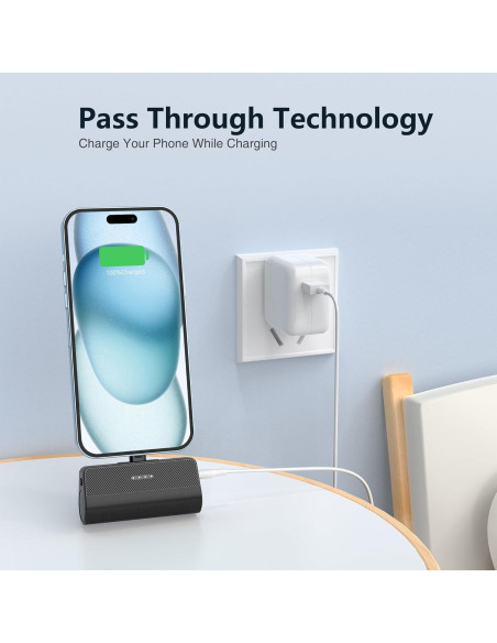 Cargador Portátil KKD 5000mAh para iPhone Negro MFi