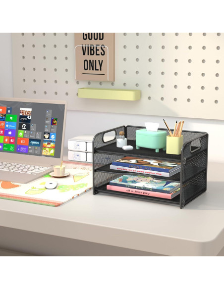 Organizador de Papel Samstar 3 Niveles con Asa Negro
