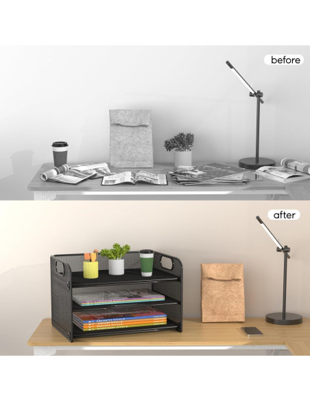 Organizador de Papel Samstar 3 Niveles con Asa Negro