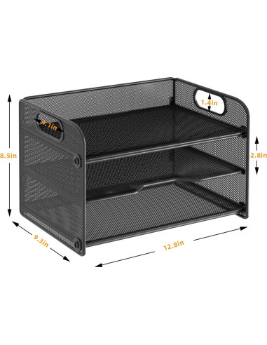 Organizador de Papel Samstar 3 Niveles con Asa Negro