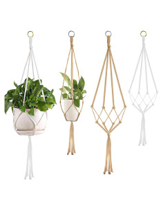 Colgadores de Plantas de Macramé Roucerlin 60 y 80 cm 4 Pcs