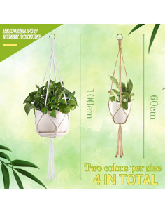 Colgadores de Plantas de Macramé Roucerlin 60 y 80 cm 4 Pcs 2