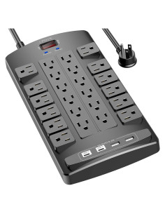 Regleta de Sobretensión QINLIANF 24 Salidas 4 USB 1.83m 1875W
