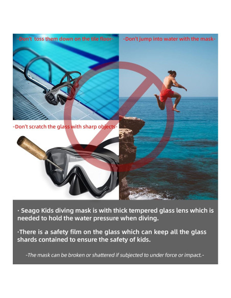 Máscara de Buceo Seago para Niños 5-15 Años Antivaho 180