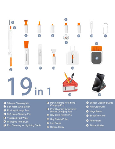 Cepillo de Limpieza Multifuncional 9 en 1 Genérico Negro