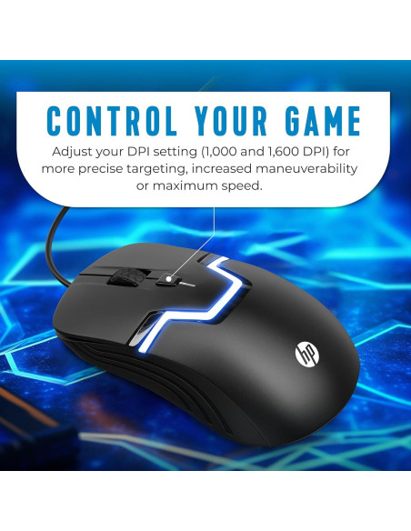Ratón Gaming HP M160 RGB con Cable 110g 3 Botones
