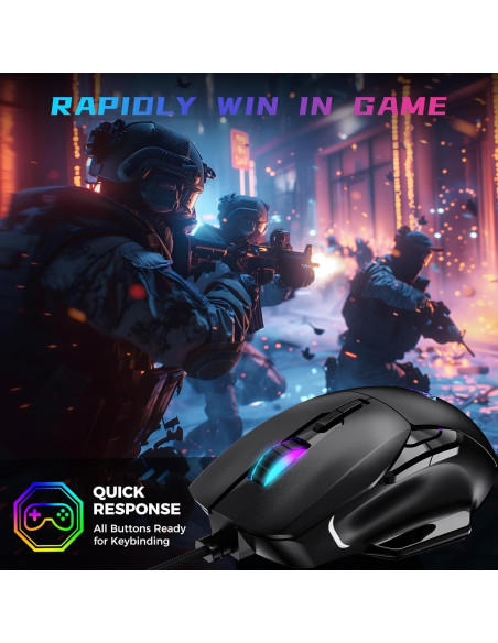 Ratón Gaming AULA F815 RGB 12800 DPI 6 Botones Macro