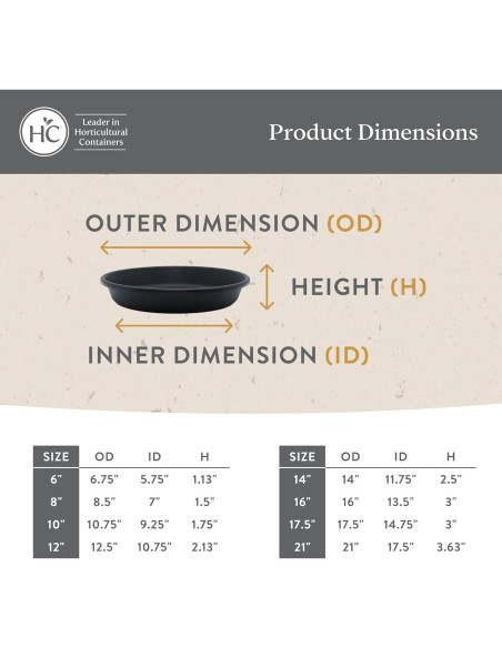 Platillo Redondo de Plástico HC Companies 15.24 cm Negro