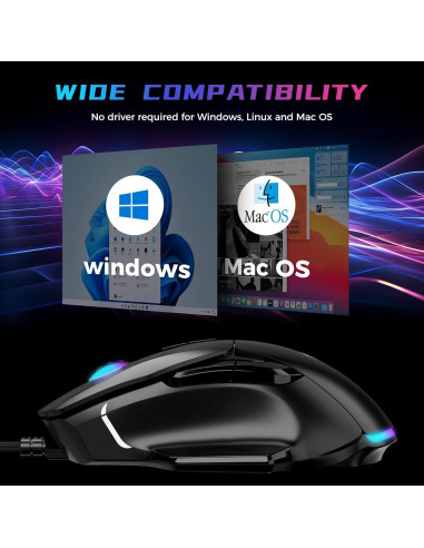 Ratón Gaming AULA F815 RGB 12800 DPI 6 Botones Macro