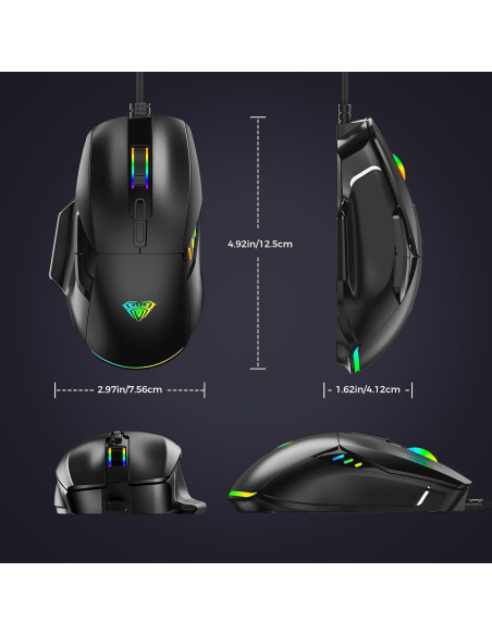 Ratón Gaming AULA F815 RGB 12800 DPI 6 Botones Macro